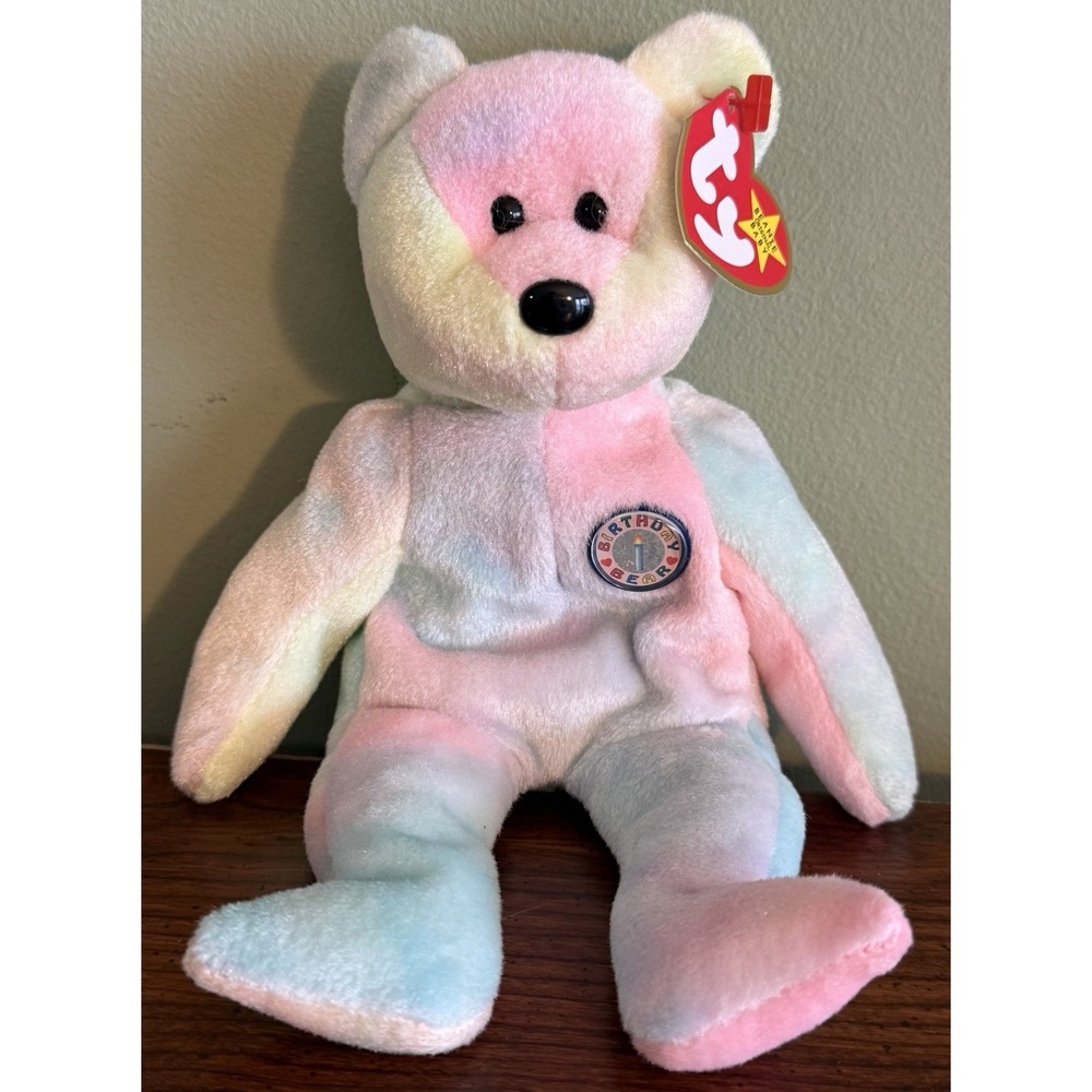 Ty Beanie Baby Tie Dye B B Bear 1999 BIRTHDAY bear New